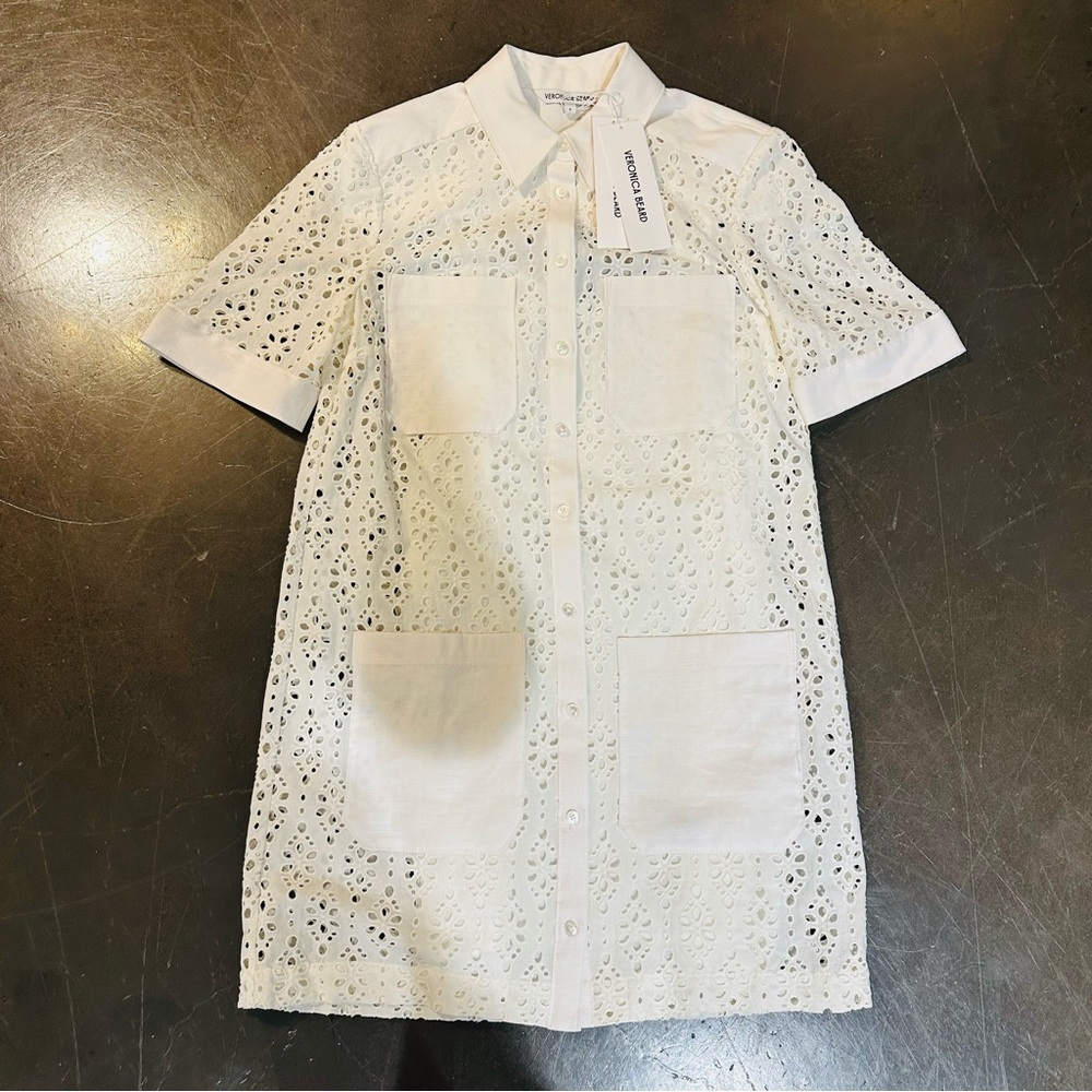 NWT Veronica Beard Rafaela White Eyelet Lace Mini Dress - Size 4 - Picture 8 of 14